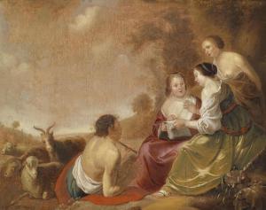 HOGERS Jacob 1614-1660,A juvenile shepherd and three young women,1655,Palais Dorotheum AT 2012-12-13