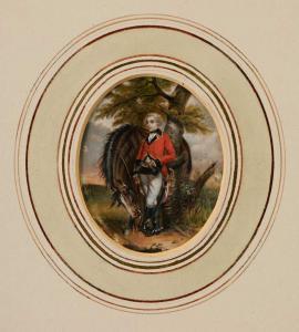 HOGG O 1800-1800,Miniature Portrait of an Officer Standing With Horse,Brunk Auctions US 2011-07-16