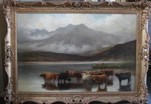 HOGLEY Stephen E 1843-1881,Cattle watering in a Scottish Loch,Cuttlestones GB 2017-11-23