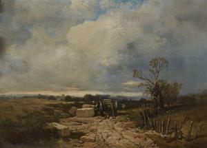 HOGUET Charles 1821-1870,Landschaft mit Fuhrwerk und großen Steinblöcken,Lempertz DE 2023-11-18