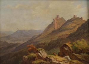 HOHE Friedrich 1802-1870,Blick auf Burg Trifels weites Tal mit Burgruinen a,1858,Mehlis 2020-08-27