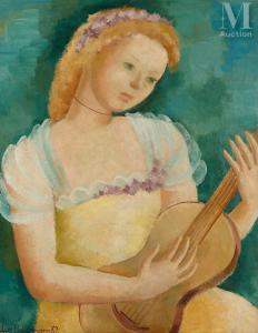 HOHERMANN Alice 1902-1943,Jeune fille à la mandoline,1939,Millon & Associés FR 2023-10-24