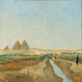 HOHLENBERG Johannes Edouard 1881-1960,Landscape from Egypt with the pyramids in Giz,Bruun Rasmussen 2011-02-14