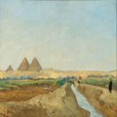 HOHLENBERG Johannes Edouard 1881-1960,Landscape fromEgypt with the pyramids in,1912,Bruun Rasmussen 2011-01-24