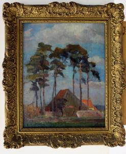 HOHMAN Jan Alexander 1896-1967,Hoge bomen bij een boerderij,1926,Venduehuis NL 2015-09-02