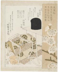 HOKKEI Totoya 1780-1850,Court hat and poem slip with cherry blossoms,1822,Christie's GB 2019-07-04