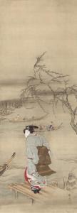 HOKUBA Arisaka, Teisai,Sumidagawa bijin zu [Beauty on Sumida River],Mainichi Auction 2023-07-29