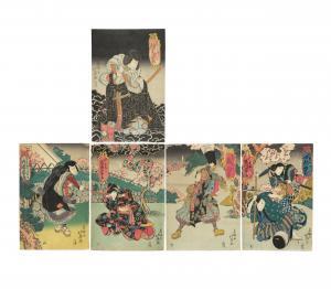 HOKUEI Shunbaisai 1824-1837,A Set of a Pentaptych and a Tetraptych,Bonhams GB 2023-09-20
