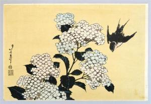 HOKUSAI,swallow and hydrangea from Large Bird Series,Eldred's US 2017-05-04