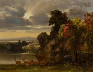 HOLBROOK BEARD WILLIAM 1824-1900,Landscape with Deer,1855-65,William Doyle US 2023-05-03