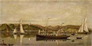holburn fyfe Samuel 1822-1905,The steam yacht 'Express' steaming off Hunter,1884,Charles Miller Ltd 2023-04-25