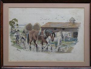 Holden Edith 1871-1920,farmer with 2 shire horses,Windibank GB 2009-03-14