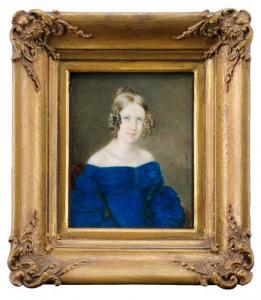 HOLDER Johann Michael 1796-1861,Bildnis einer Dame im blauen Kleid,Nagel DE 2017-06-29