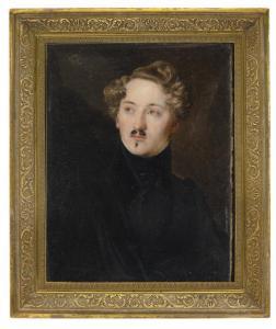 HOLDER Johann Michael 1796-1861,Portrait eines jungen Herrn in schwarzer Jacke,1835,Nagel 2019-06-26