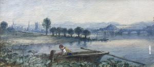 HOLDING Frederick,River Scene with a Figure in a Punt,Duggleby Stephenson (of York) 2024-01-05