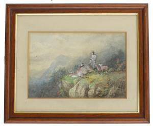 HOLDING John 1800-1800,figures with a stag in a mountainous landscap,19th century,Gardiner Houlgate 2021-07-29