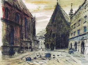 HOLEWIńSKI Kazimierz 1904-1957,Plac Mariacki w Krakowie,1947,Rempex PL 2017-12-18