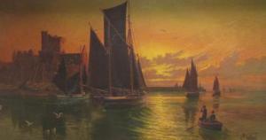 HOLLAND A,Harbour at dusk,1920,Cheffins GB 2015-09-03