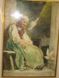 HOLLAND Charles,Old Lady Seated and Feeding Birds,Hartleys Auctioneers and Valuers GB 2007-12-05