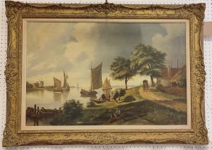 HOLLAND John I 1831-1879,house by the river,Lots Road Auctions GB 2024-02-04