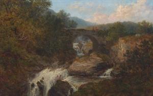 HOLLAND John 1799-1880,Riverscape with a bridge and falls,Aspire Auction US 2016-05-28