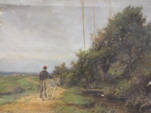 HOLLAND Sebastopol Samuel,A MAN AND A DONKEY IN A COUNTRY LANDSCAPE,Cuttlestones 2020-02-19