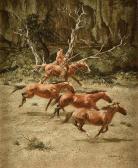 HOLLEBEKE KARIN 1950,Lone Indian in Pursuit of Mustangs,Simpson Galleries US 2022-10-01