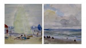 HOLLEMAN Frida,Galopperen op het strand ; Dagje bij het schevenin,1976,Venduehuis 2021-07-04