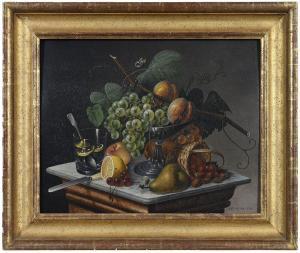 HOLLEN John Edward 1814-1881,Tabletop Still Life with Butterfly,1862,Brunk Auctions US 2021-05-21