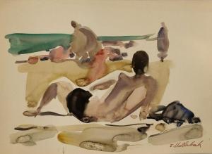 HOLLERBACH Serge 1923-2021,La plage,Rossini FR 2019-05-20