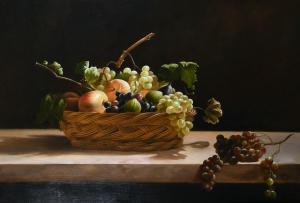 HOLLIS E,A still life of mixed fruit in a wicker basket on ,20th century,John Nicholson 2021-01-20