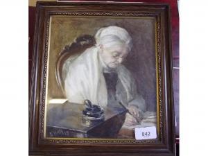 HOLLIS E 1900-1900,Woman writing at her desk,Smiths of Newent Auctioneers GB 2016-04-08