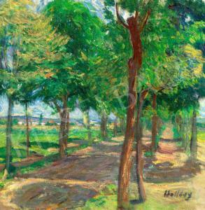HOLLOSY Simon 1857-1918,Sunny Tree Line,1910,Kieselbach HU 2023-12-17