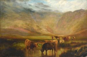 HOLLYER William Perring,Cattle watering in an extensive mountainous landsc,Tennant's 2022-09-16