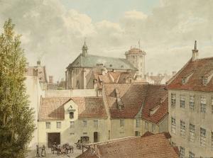 HOLM Adolf 1858,A view of Copenhagen towards Trinitatis Kirke and ,Bruun Rasmussen DK 2007-09-06