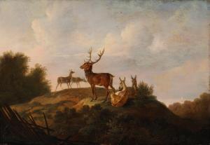 HOLM Christian Frederik,A landscape with a deer on top of a hill,Bruun Rasmussen 2022-11-14