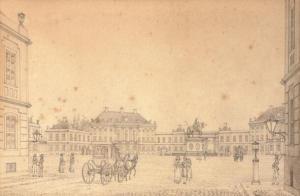 HOLM Christian Frederik 1804-1846,Amalienborg Palace Square seen from Amaliega,1825,Bruun Rasmussen 2022-06-08
