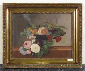 HOLM G.M,Stilleben mit Früchteschale und Blumen.,1831,Galerie Koller CH 2007-03-20