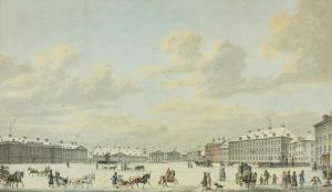HOLM H.G.F,View from Kgs. Nytorv seen towards Charlottenborg ,1830,Bruun Rasmussen 2019-02-26