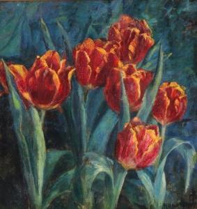 HOLM Harald Martin H 1866-1920,Blooming red-yellow tulips,Bruun Rasmussen DK 2019-07-01