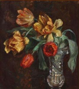 HOLM Harald Martin H 1866-1920,Still life with tulips in a crystal vase,Bruun Rasmussen 2020-01-13