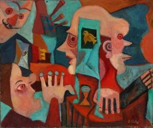 HOLM Lars Erik 1953,Composition with faces,20th century,Bruun Rasmussen DK 2022-08-16