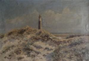 HOLM Ludvig 1884-1954,Coastal scene from Skagen with lighthouse,1913,Bruun Rasmussen DK 2023-02-02