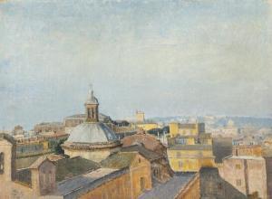 HOLM Peter Niels 1890-1963,Scenery from Italy overlooking rooftops,Bruun Rasmussen DK 2018-11-05