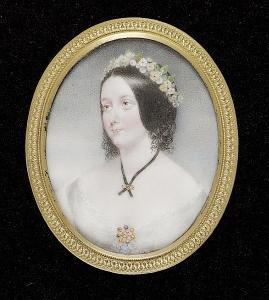 HOLMES Junior James,Geraldine Perceval, wearing white dress with brooc,1848,Sotheby's 2005-02-22