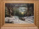 HOLMES WINTER Cornelius 1851-1935,winter night logging scene,Hood Bill & Sons US 2006-09-12