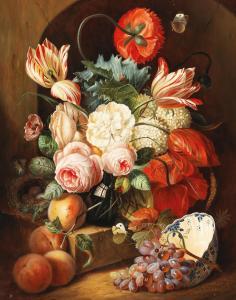 HOLSTAYN Josef 1930,A Bouquet of Flowers with Chinese Bowl and Butterf,Palais Dorotheum 2020-09-23