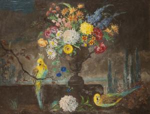 HOLT Geoffrey 1882-1977,Still life with flowers and birds,John Moran Auctioneers US 2018-10-02