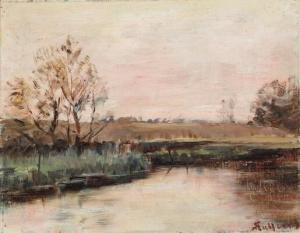 HOLTEN Sofie 1858-1930,Landscape with a lake in evening light,Bruun Rasmussen DK 2021-10-25