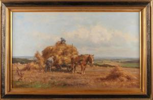 HOLTRUP Jan 1917-1995,Boeren bij paard en wagen graan aan het oogsten,Twents Veilinghuis 2020-04-23
